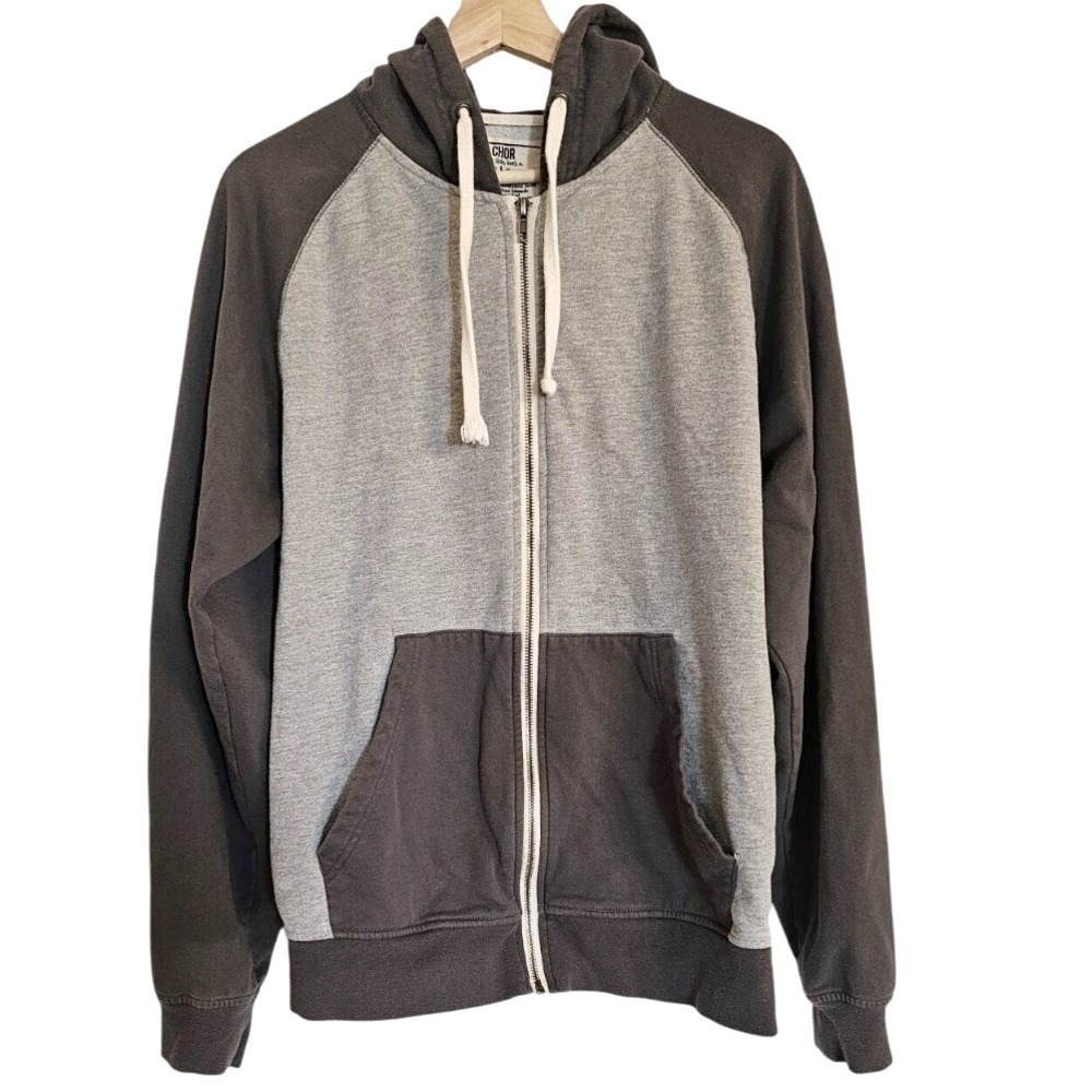 Chor hoodie jacket large gray charcoal zipper‎